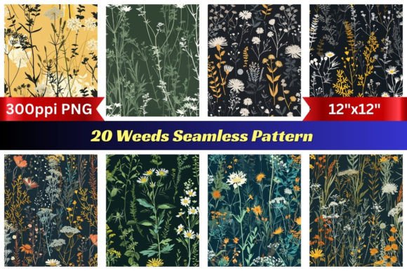 20 Weeds Seamless Pattern