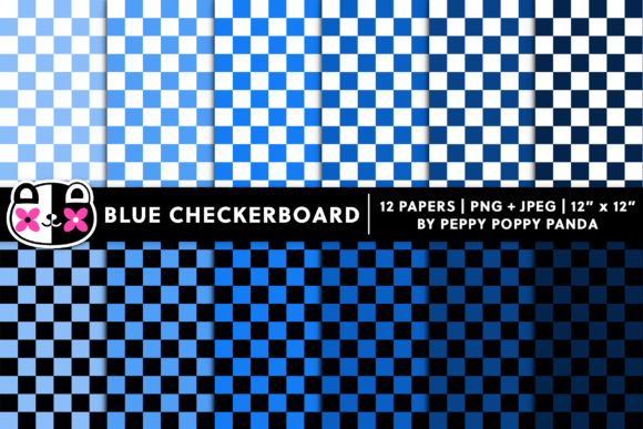 Blue Checkerboard Digital Paper Pattern
