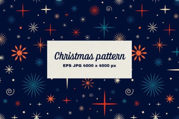 Blue Retro Christmas Pattern for Creative Projects
