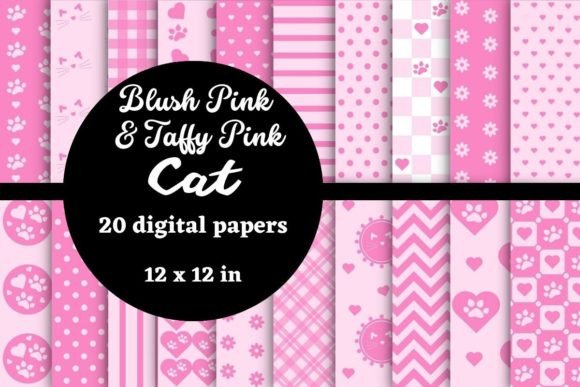 Blush Taffy Pink Cat Digital Paper