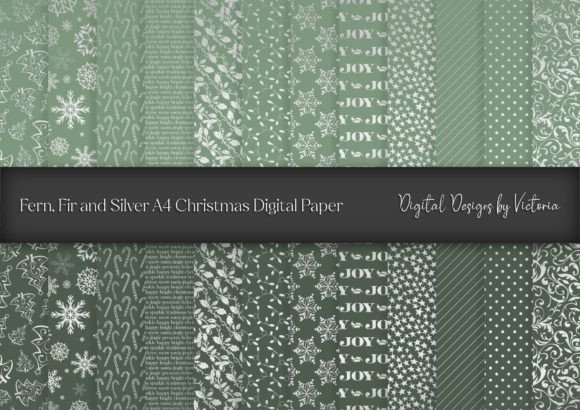Fern, Fir and Silver Christmas A4 Paper