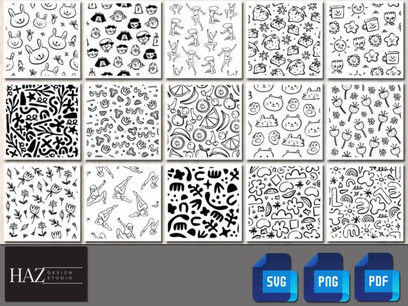 Funny Seamless Pattern Set Cut Wallpaper for Creative Projects