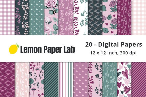 Pink and Green Floral Digital Papers: A Versatile Design Resource