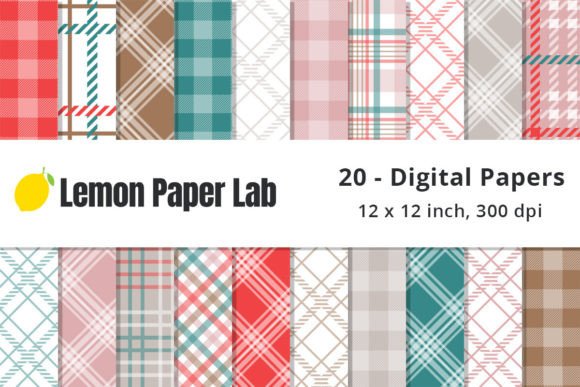 Red, Green Pink Christmas Plaid Papers for Festive Crafting and Design