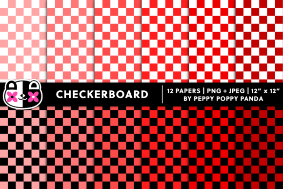 Seamless Red Checkerboard Digital Paper Set