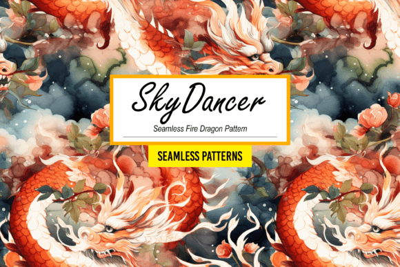 SkyDancer - Seamless Fire Dragon Pattern: A Creative Powerhouse for Designers and Creators