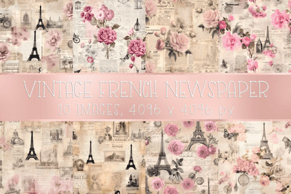 Vintage French Newspaper Digital Papers